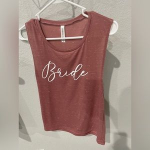 Blush pink colored bride tank